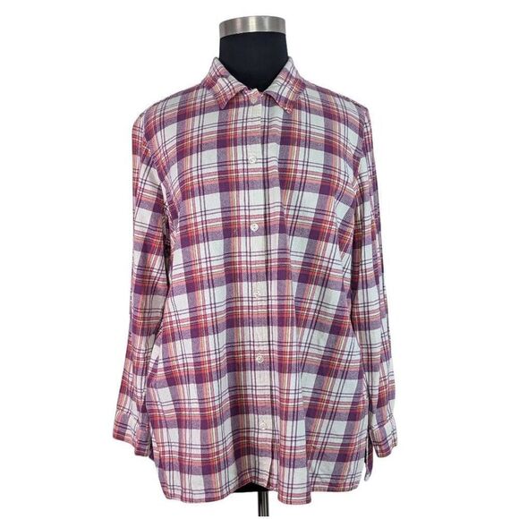 Blair XL Pink Plaid Flannel Button Down Shirt Retro 80s Gorpcore - Picture 1 of 4